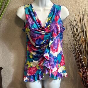 #171 Bel&BO swoop neck sleeveless ruffle tank top size small